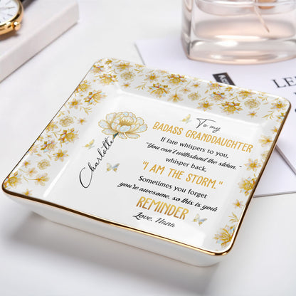 To My Badass Granddaughter, Flowers And Butterflies Reminder