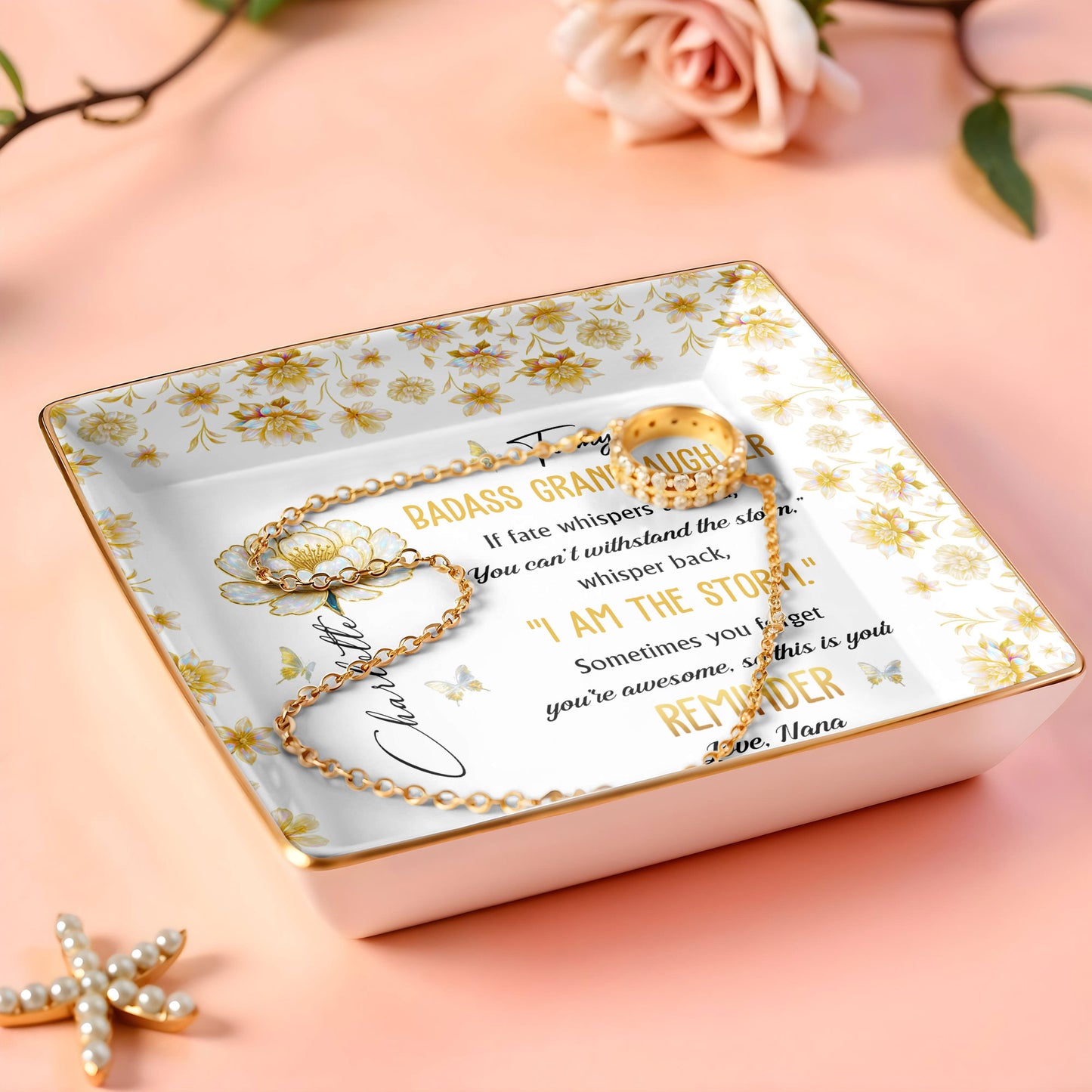 To My Badass Granddaughter, Flowers And Butterflies Reminder