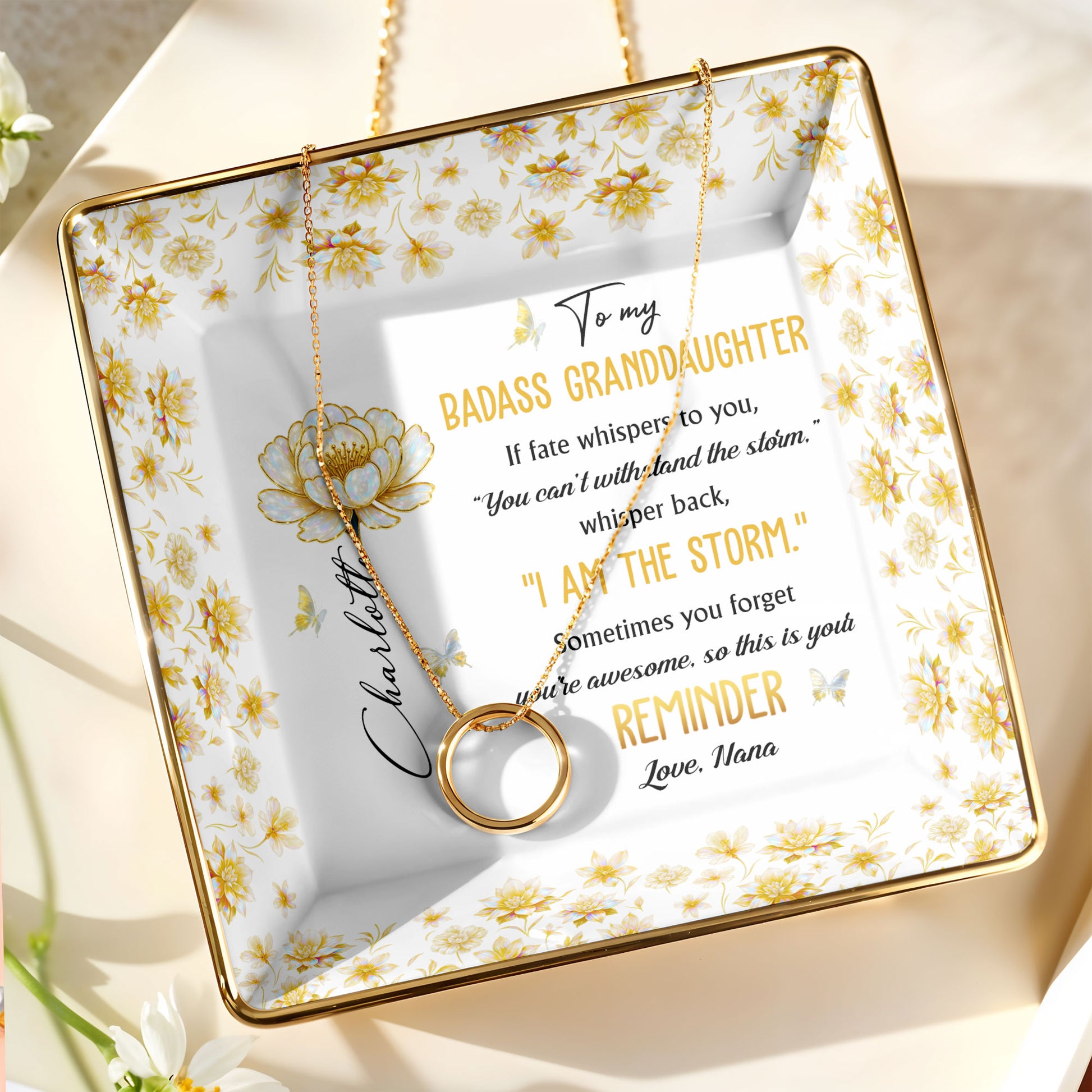 To My Badass Granddaughter, Flowers And Butterflies Reminder