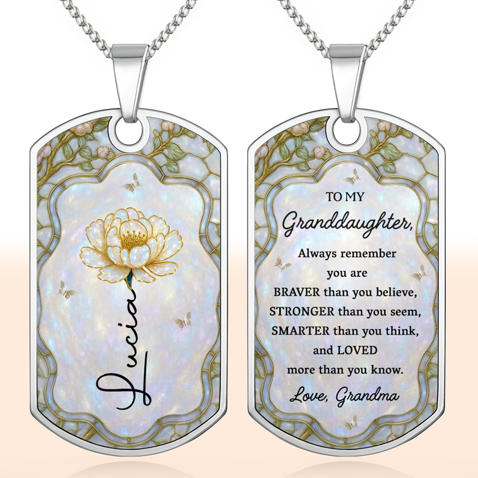 Beautiful Floral Design on Personalized Tag