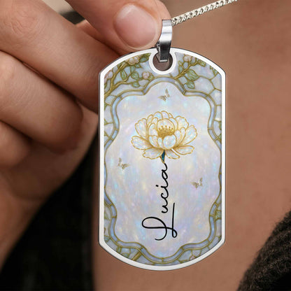 Beautiful Floral Design on Personalized Tag