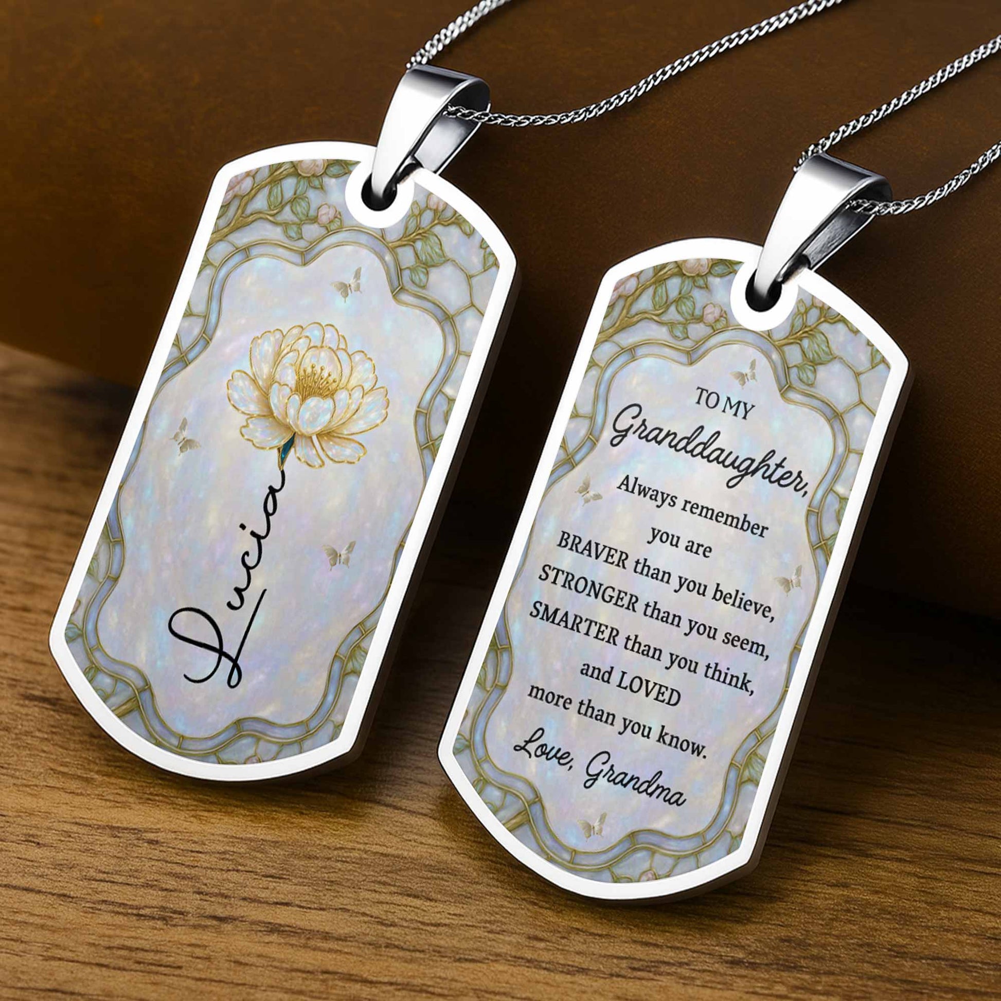 Beautiful Floral Design on Personalized Tag