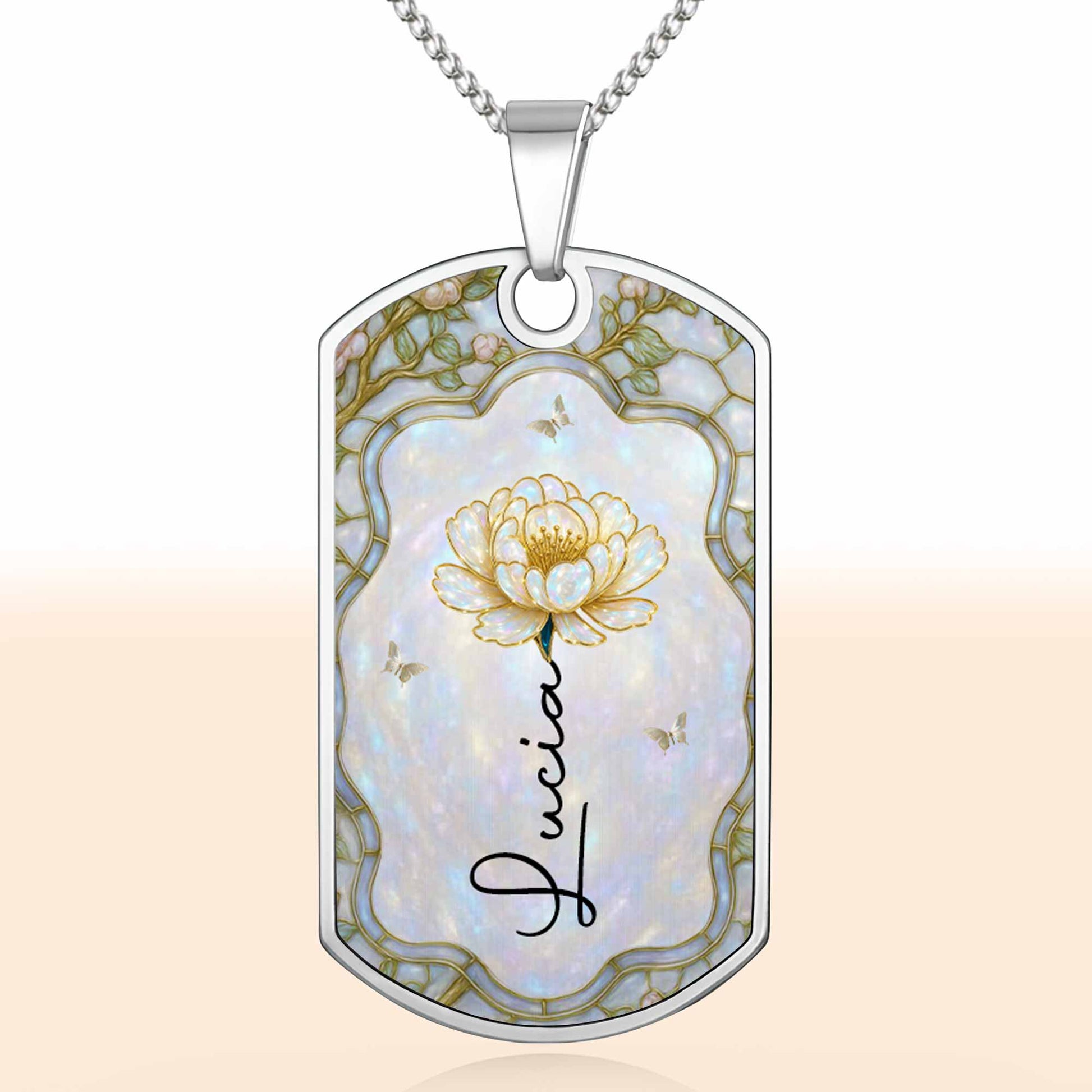 Beautiful Floral Design on Personalized Tag