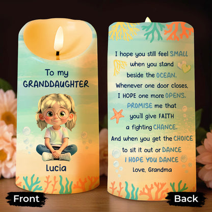 To My Granddaughter, Ocean And Starfish Themes - Personalized Custom LED Candle - GDT386_LECA
