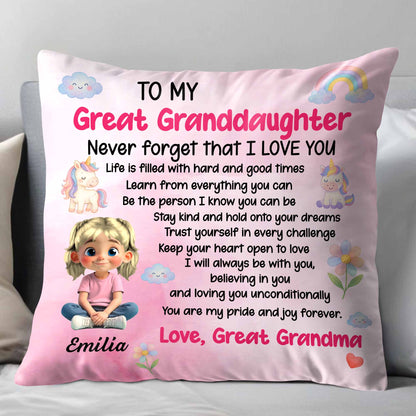 To My Great Granddaughter, Trust Yourself - Personalized Custom Pillow, Insert Included - GDT386_PLW