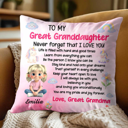 To My Great Granddaughter, Trust Yourself - Personalized Custom Pillow, Insert Included - GDT386_PLW