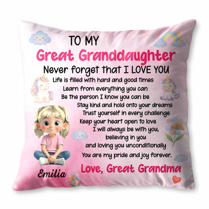 To My Great Granddaughter, Trust Yourself - Personalized Custom Pillow, Insert Included - GDT386_PLW