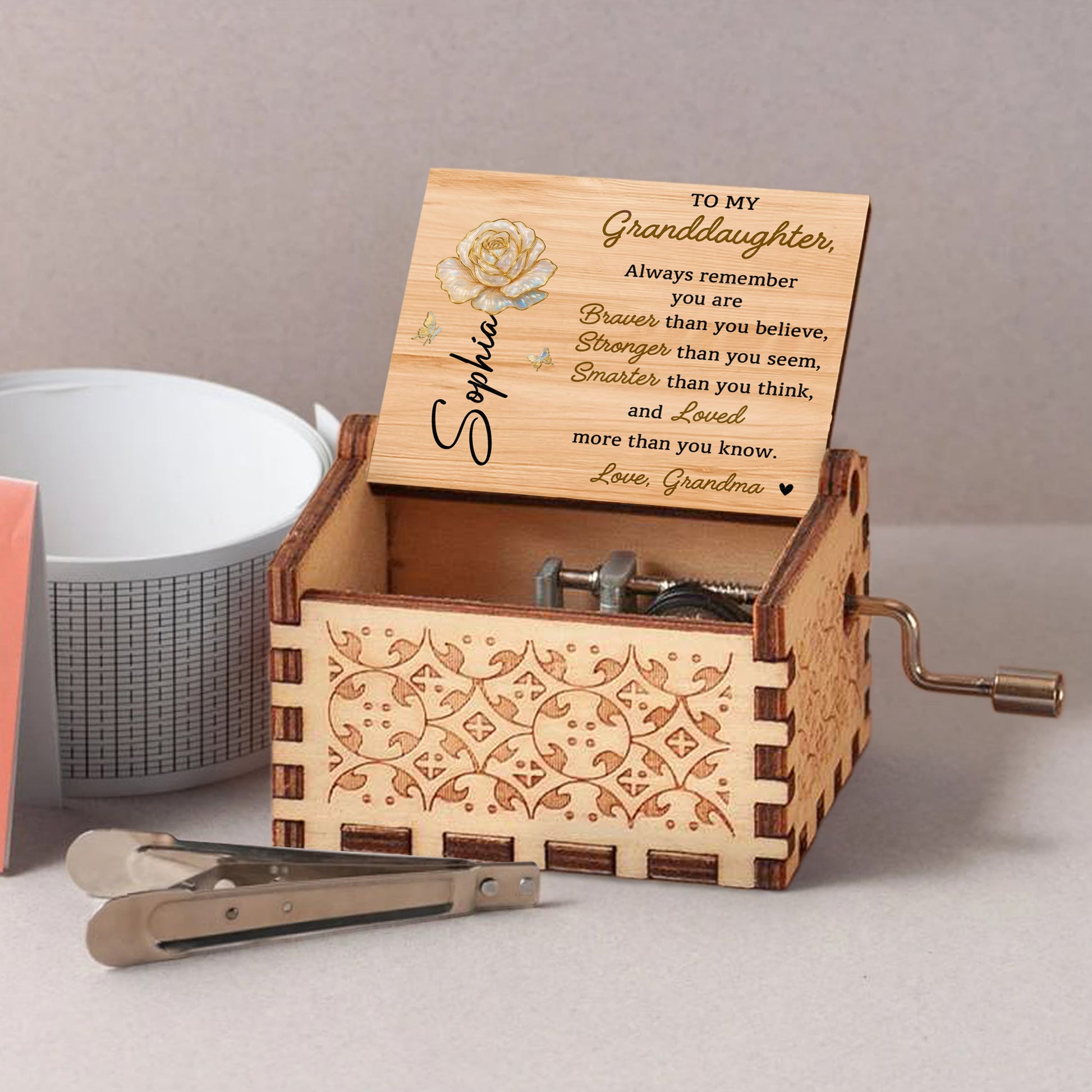 To My Granddaughter Always Remember You Are Braver Rose and Butterfly