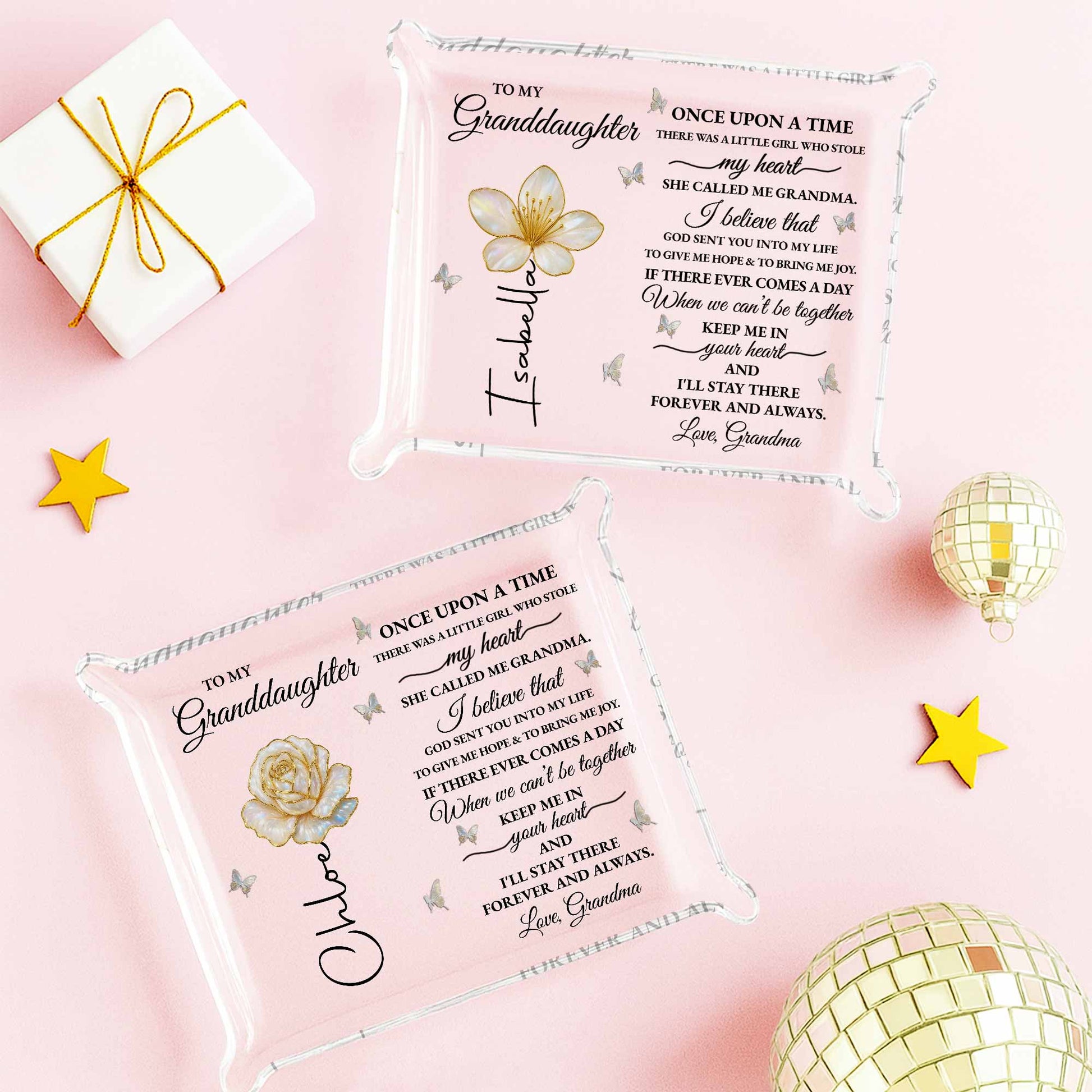 To My Granddaughter, Love Grandma, Flowers And Butterflies