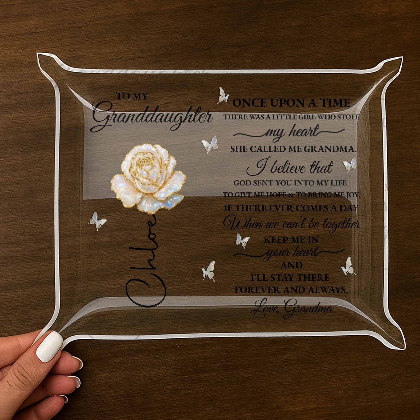 To My Granddaughter, Love Grandma, Flowers And Butterflies