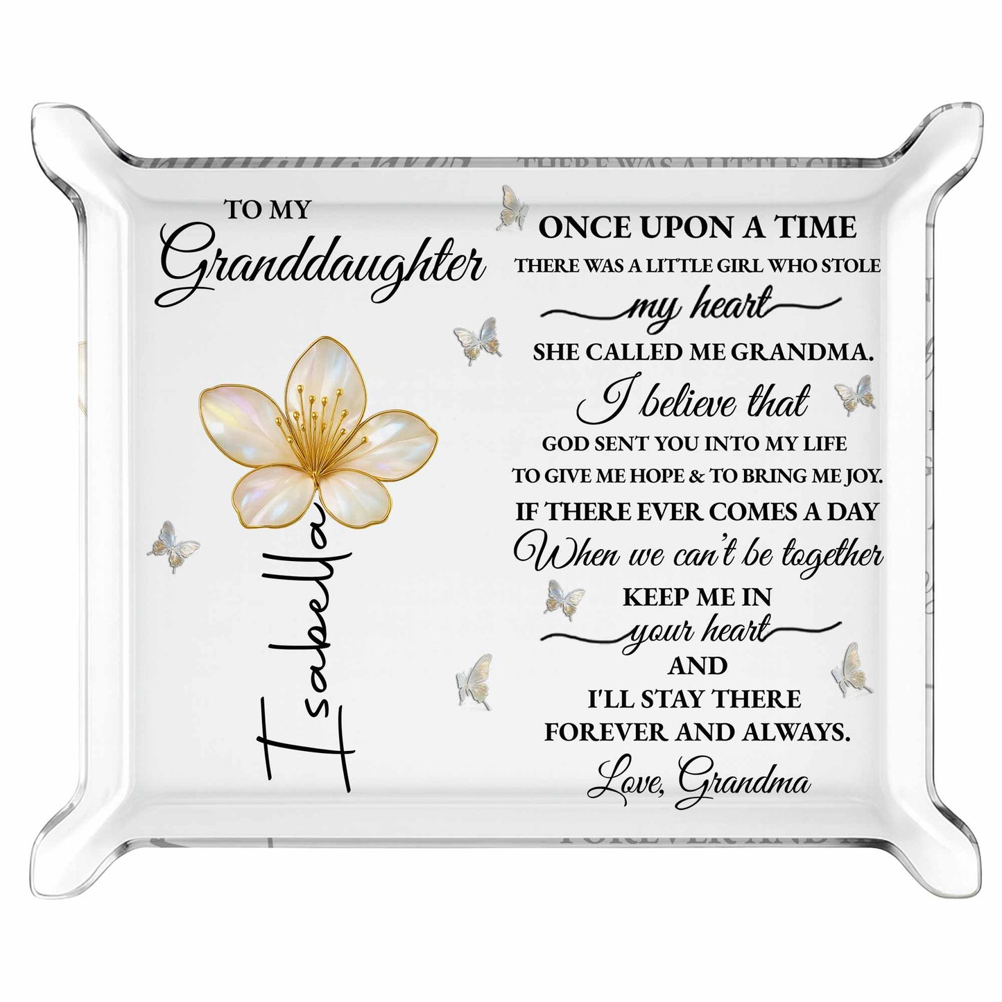 To My Granddaughter, Love Grandma, Flowers And Butterflies