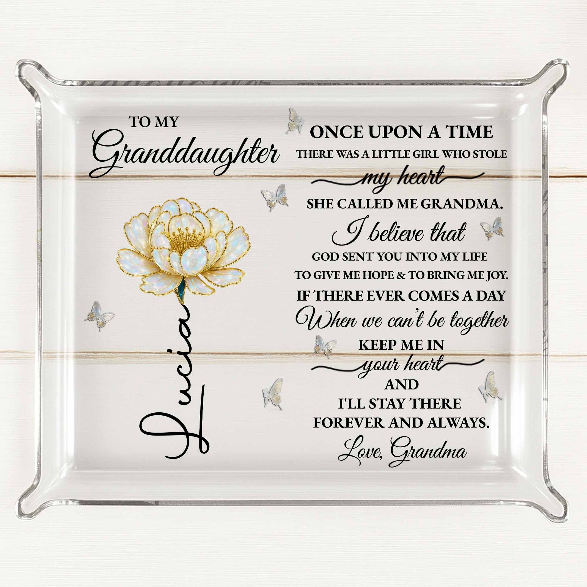 To My Granddaughter, Love Grandma, Flowers And Butterflies