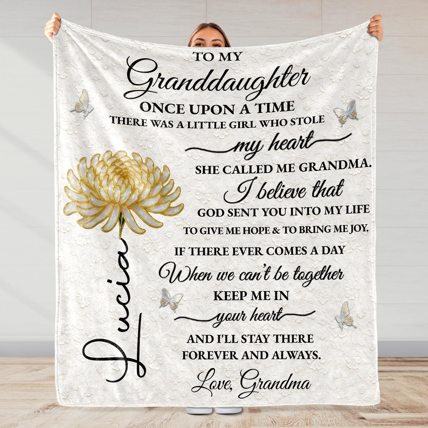 To My Granddaughter, Once Upon A Time, Rose And Butterflies