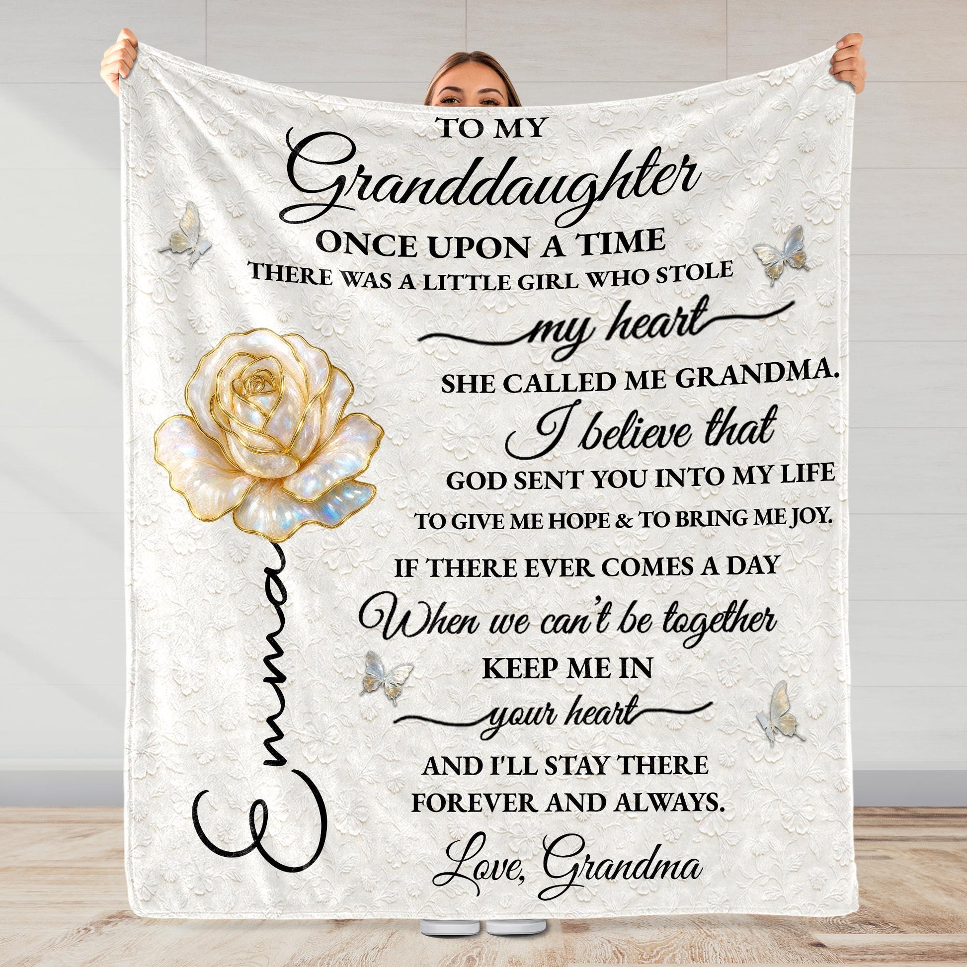 To My Granddaughter, Once Upon A Time, Rose And Butterflies