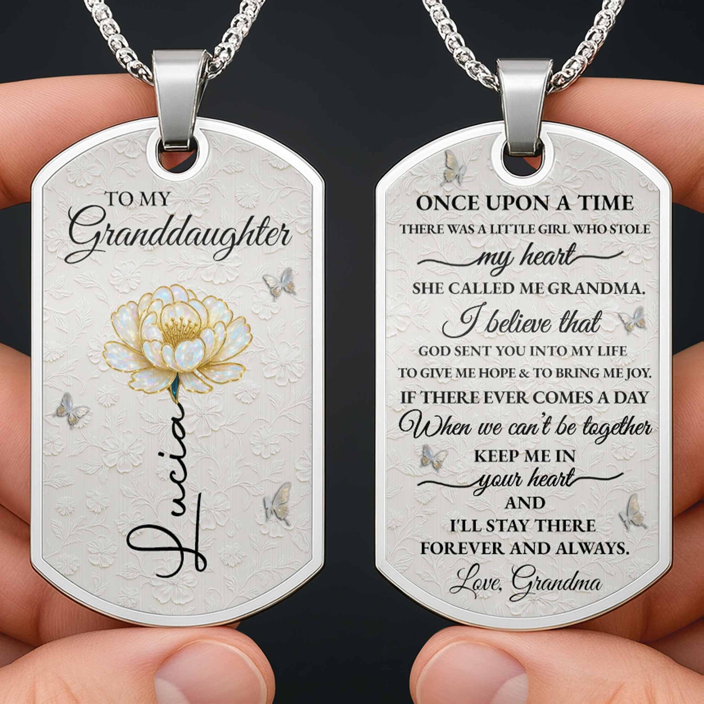 To My Granddaughter Love You Forever Flower Necklace
