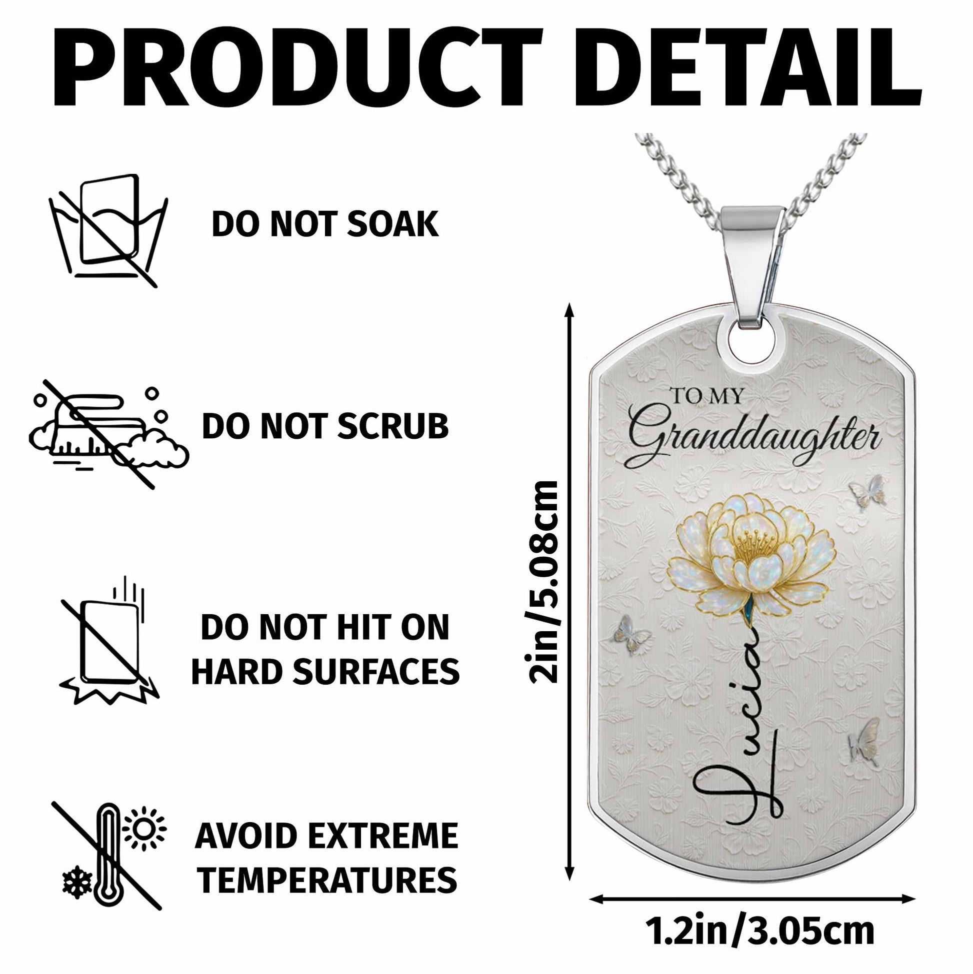 To My Granddaughter Love You Forever Flower Necklace