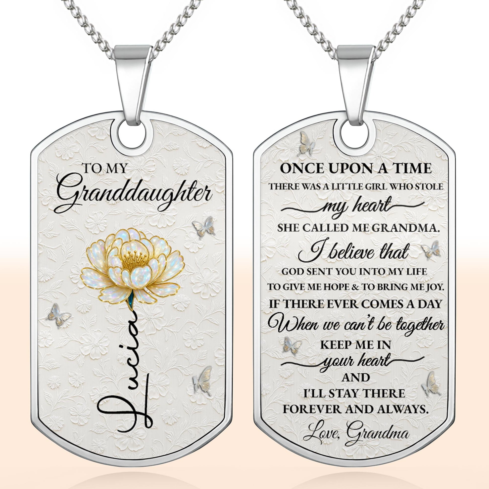 To My Granddaughter Love You Forever Flower Necklace