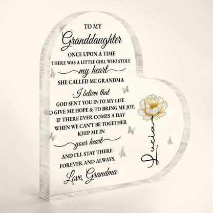 To My Granddaughter, Keepsake With Flower And Butterflies