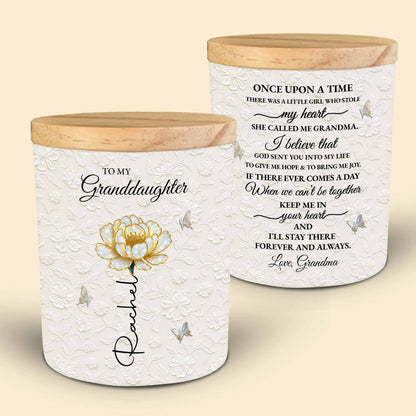 To My Granddaughter, Beautiful Glass Jar With Flower And Butterflies