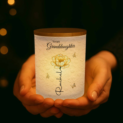 To My Granddaughter, Beautiful Glass Jar With Flower And Butterflies