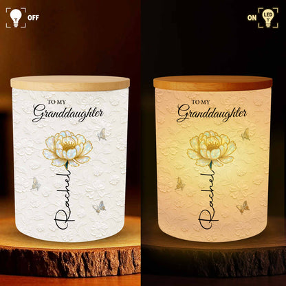 To My Granddaughter, Beautiful Glass Jar With Flower And Butterflies