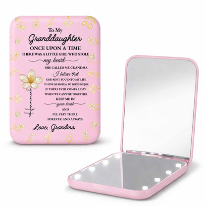 To My Granddaughter Once Upon A Time Gold Flowers Pocket Mirror