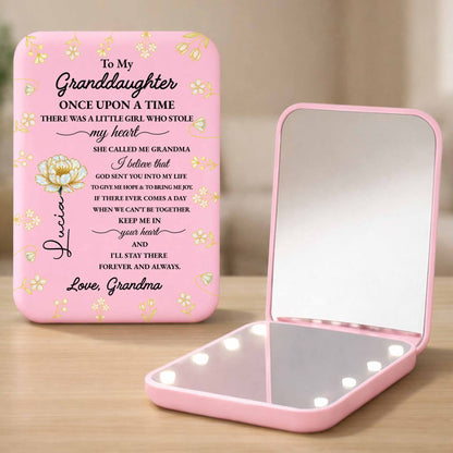 To My Granddaughter Once Upon A Time Gold Flowers Pocket Mirror