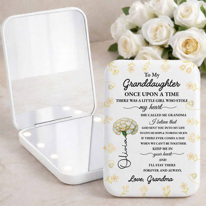 To My Granddaughter Once Upon A Time Gold Flowers Pocket Mirror