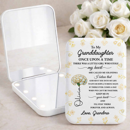 To My Granddaughter Once Upon A Time Gold Flowers Pocket Mirror