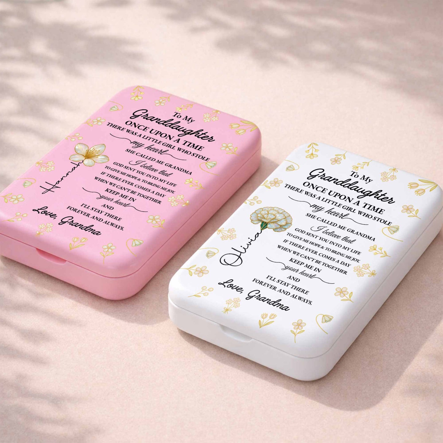 To My Granddaughter Once Upon A Time Gold Flowers Pocket Mirror