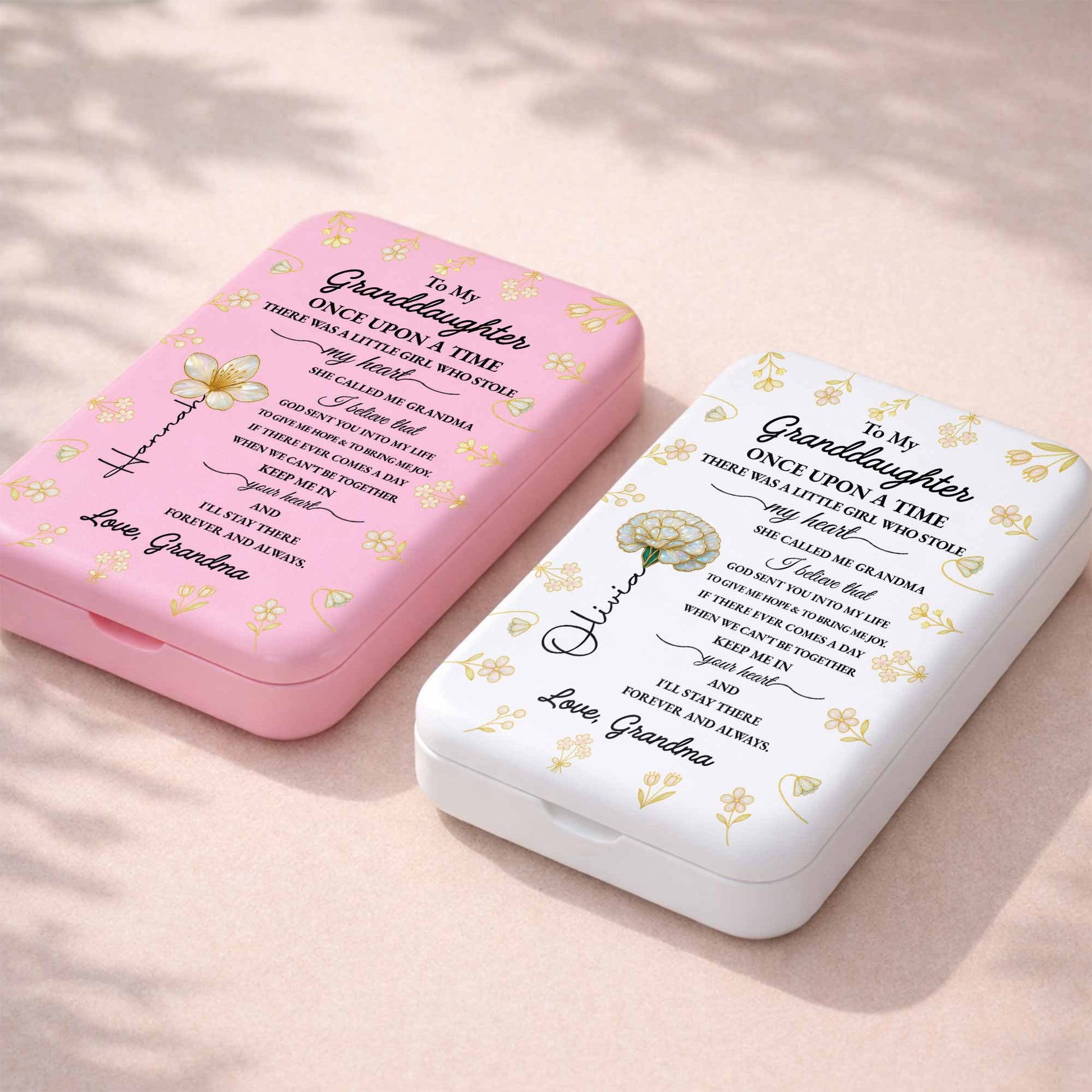 To My Granddaughter Once Upon A Time Gold Flowers Pocket Mirror