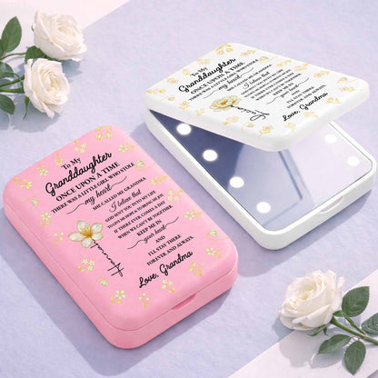To My Granddaughter Once Upon A Time Gold Flowers Pocket Mirror