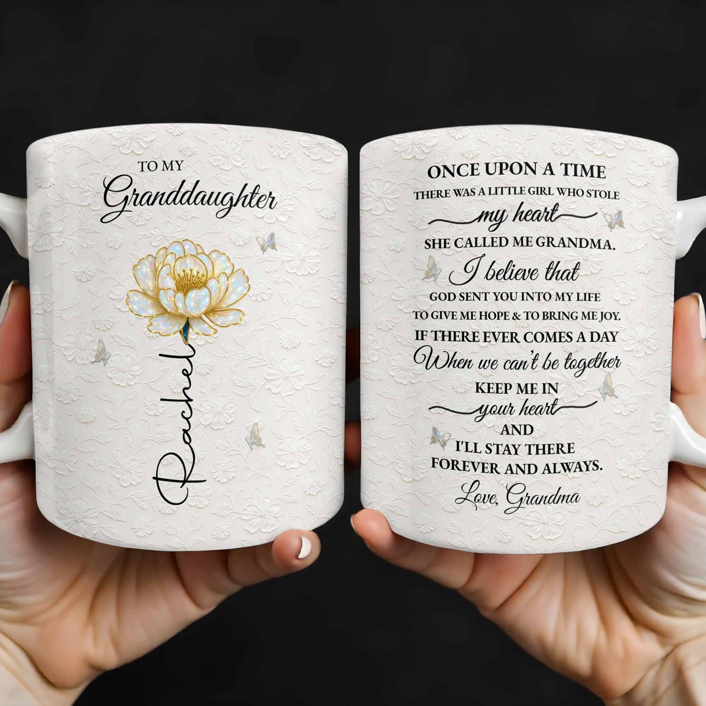 To My Granddaughter, Love Grandma, Beautiful Flower And Butterfly Design