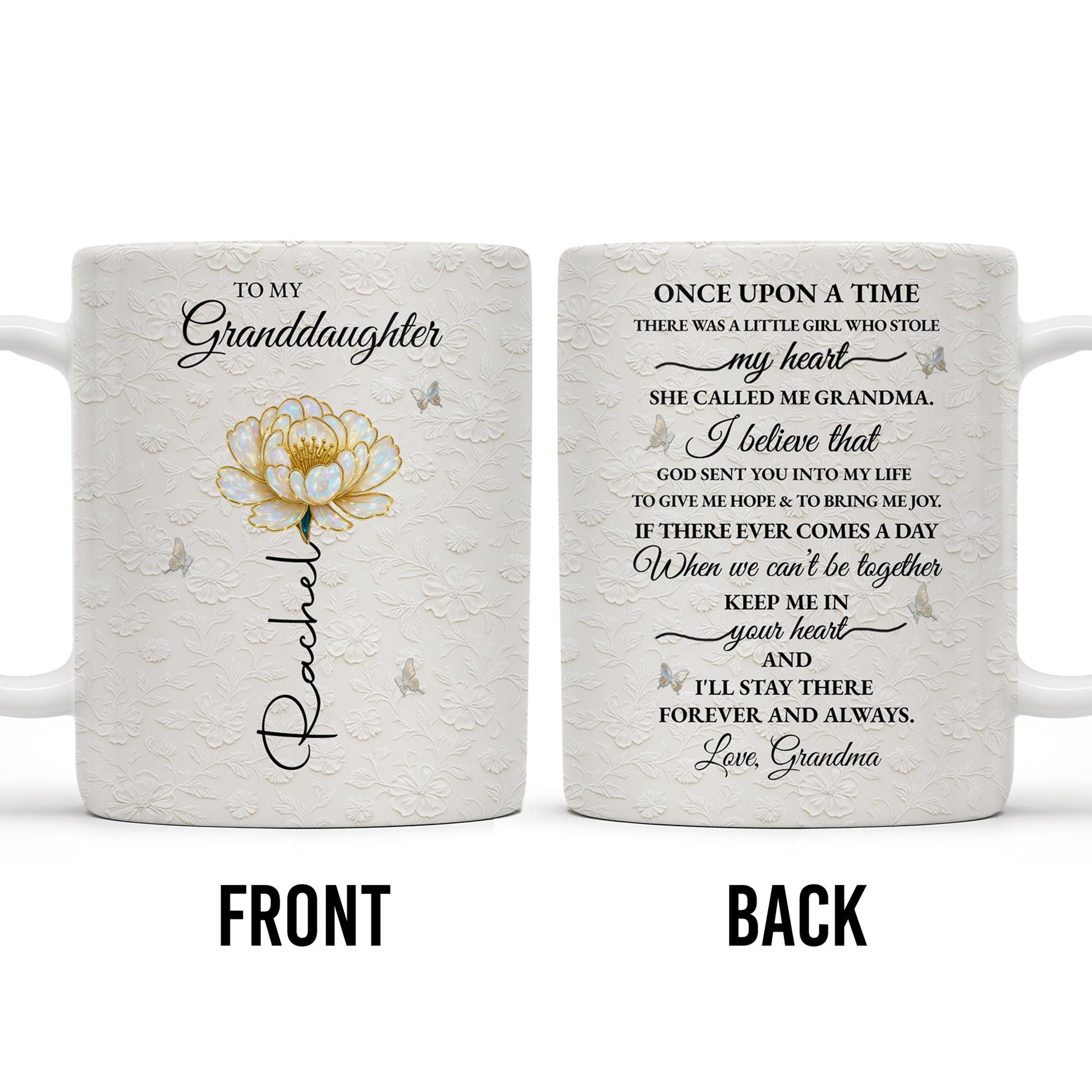 To My Granddaughter, Love Grandma, Beautiful Flower And Butterfly Design