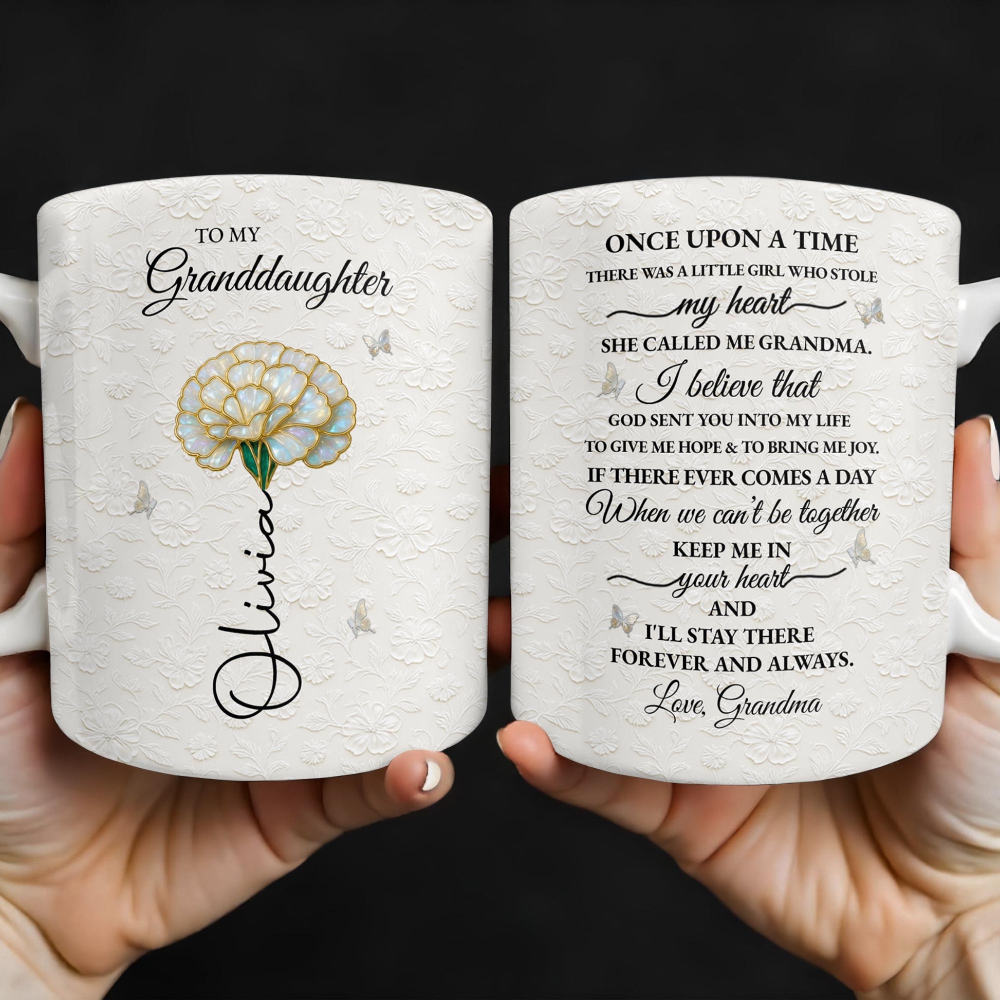 To My Granddaughter, Love Grandma, Beautiful Flower And Butterfly Design