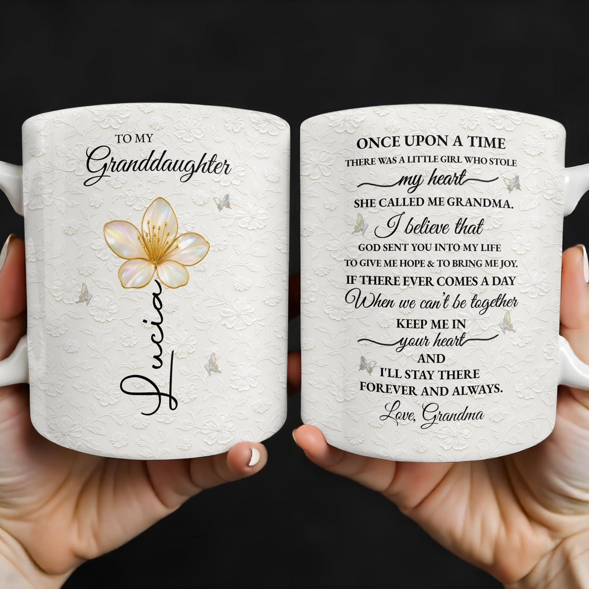 To My Granddaughter, Love Grandma, Beautiful Flower And Butterfly Design