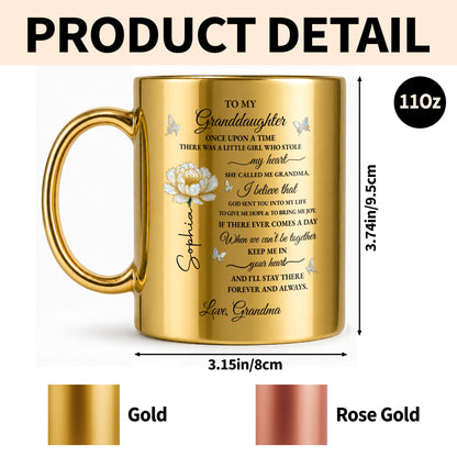 To My Granddaughter Once Upon A Time Flower And Butterflies - Personalized Custom Metallic Mug - GDT389_MMUG