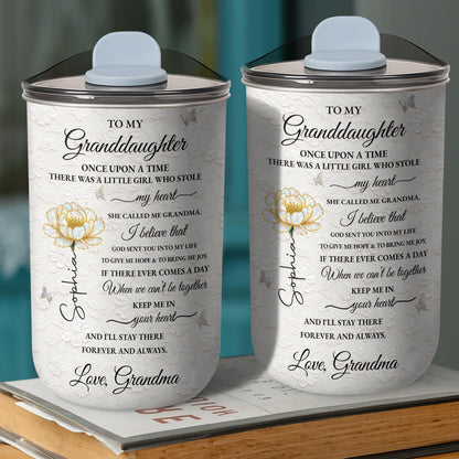 To My Granddaughter Once Upon A Time Flower And Butterfly - Personalized Custom 10oz Tumbler - GDT389_MTUM