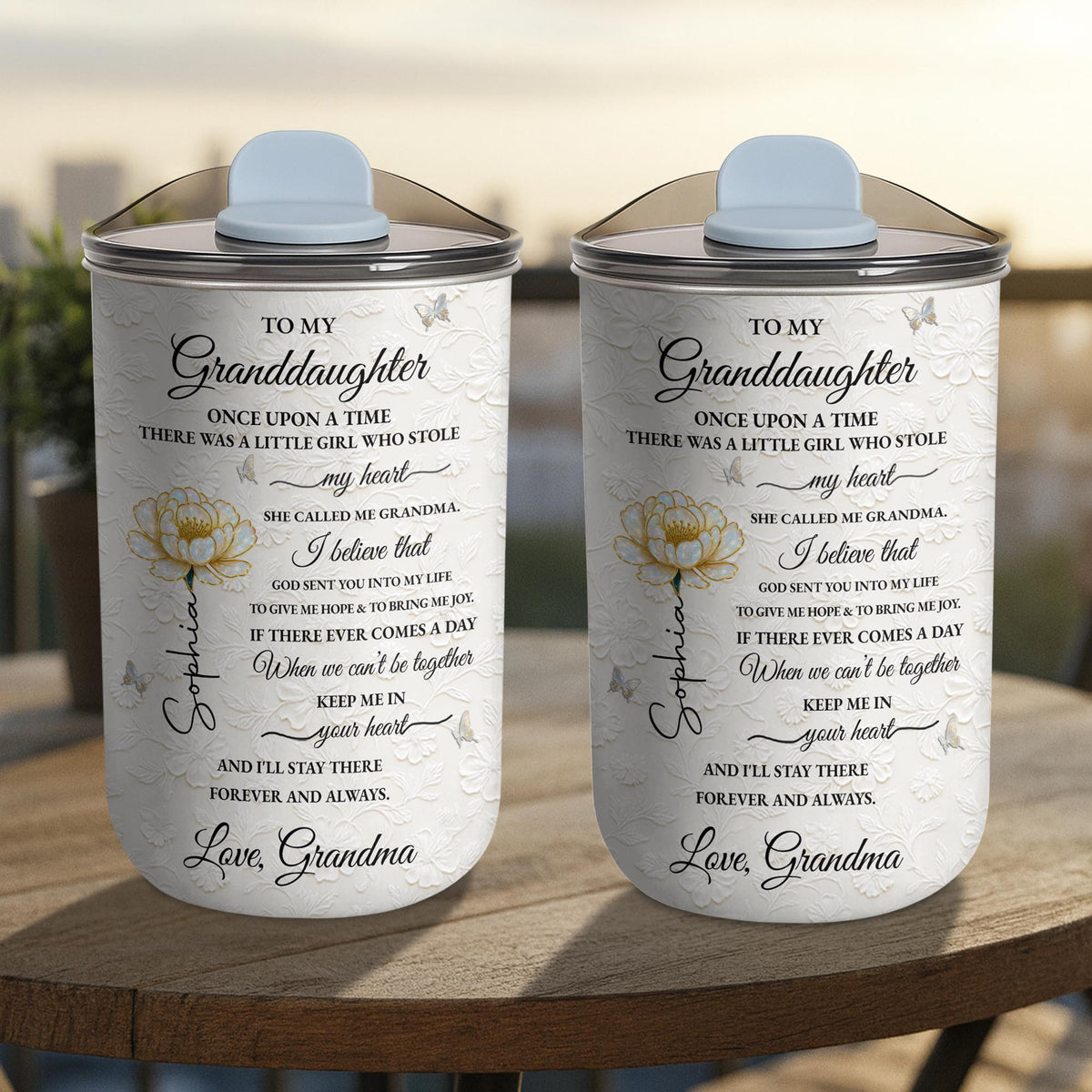 To My Granddaughter Once Upon A Time Flower And Butterfly - Personalized Custom 10oz Tumbler - GDT389_MTUM
