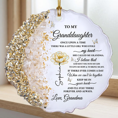 To My Granddaughter Once Upon A Time Flower and Butterflies Resin Ornament - Personalized Resin Ornament - GDT389_RESIO