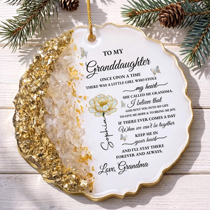 To My Granddaughter Once Upon A Time Flower and Butterflies Resin Ornament - Personalized Resin Ornament - GDT389_RESIO