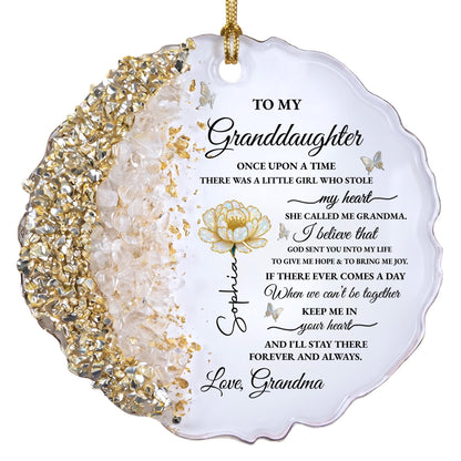 To My Granddaughter Once Upon A Time Flower and Butterflies Resin Ornament - Personalized Resin Ornament - GDT389_RESIO