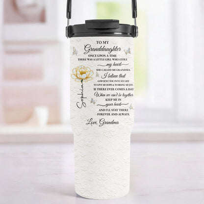To My Granddaughter Once Upon A Time Flower Butterflies Floral Design - Personalized 30oz Tumbler With Handle - GDT389_TBH