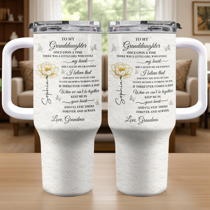 To My Granddaughter Once Upon A Time Flower Butterflies - Personalized 40oz Tumbler With Straw - GDT389_TBS