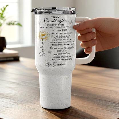 To My Granddaughter Once Upon A Time Flower Butterflies - Personalized 40oz Tumbler With Straw - GDT389_TBS