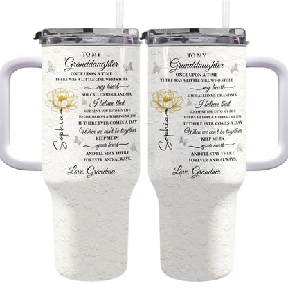 To My Granddaughter Once Upon A Time Flower Butterflies - Personalized 40oz Tumbler With Straw - GDT389_TBS