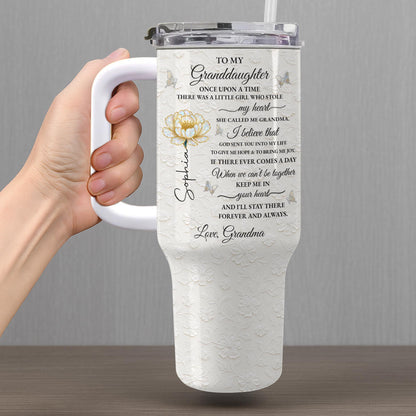 To My Granddaughter Once Upon A Time Flower Butterflies - Personalized 40oz Tumbler With Straw - GDT389_TBS