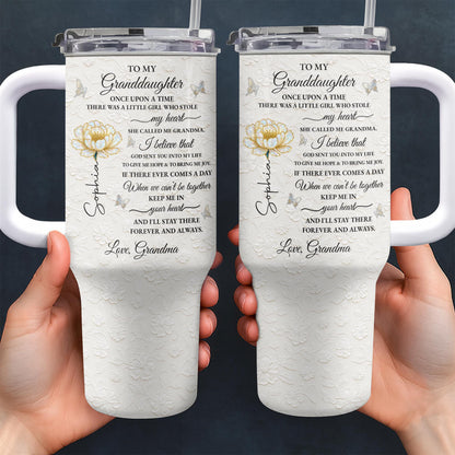 To My Granddaughter Once Upon A Time Flower Butterflies - Personalized 40oz Tumbler With Straw - GDT389_TBS