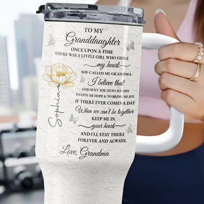 To My Granddaughter Once Upon A Time Flower Butterflies - Personalized 40oz Tumbler With Straw - GDT389_TBS
