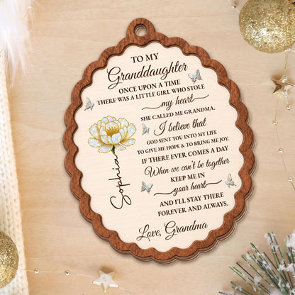 To My Granddaughter Once Upon A Time Flower Butterflies Wood Ornament - Personalized Custom Wood Ornament, Custom Shaped - GDT389_WDO